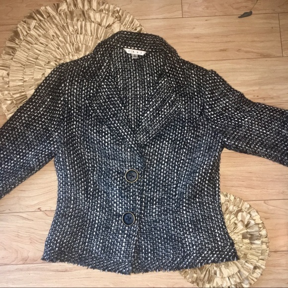 Cabi Black And White Tweed Short Blazer Size Small